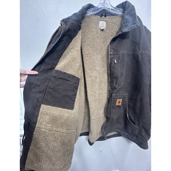 Carhartt C61 DKB Sherpa-Lined Work Coat Jacket Men’s 4XL Dark Brown Duck Chore - Picture 8 of 15